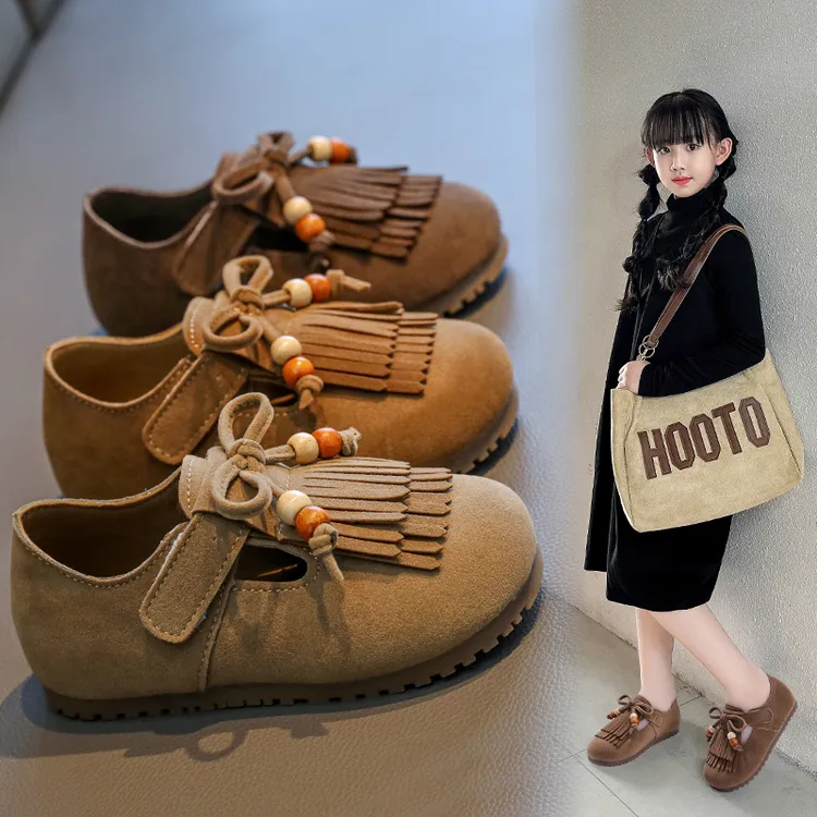 女童小皮鞋2025新款秋季儿童时尚软底公主鞋女孩蝴蝶结勃肯鞋开学