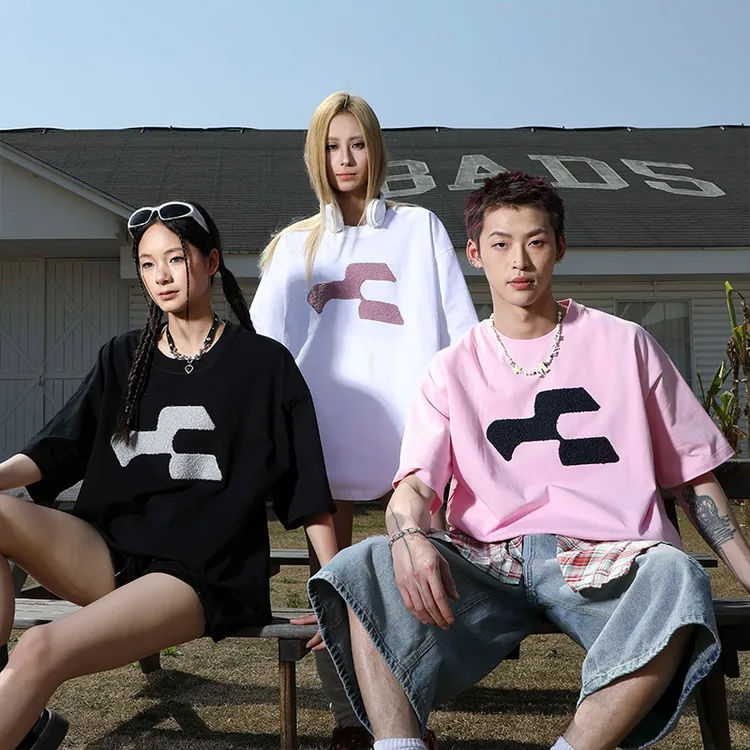 MANYSTON 美式280g重磅纯棉T恤短袖夏季植绒印花宽松百搭短袖上衣