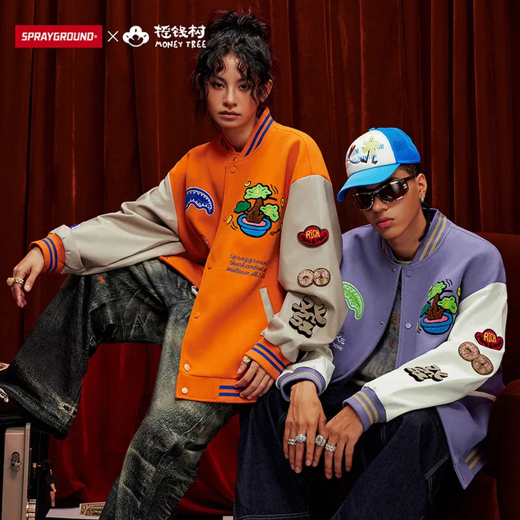 SPRAYGROUND 鲨鱼嘴棒球夹克摇钱树联名美式宽松潮流GC WE031107