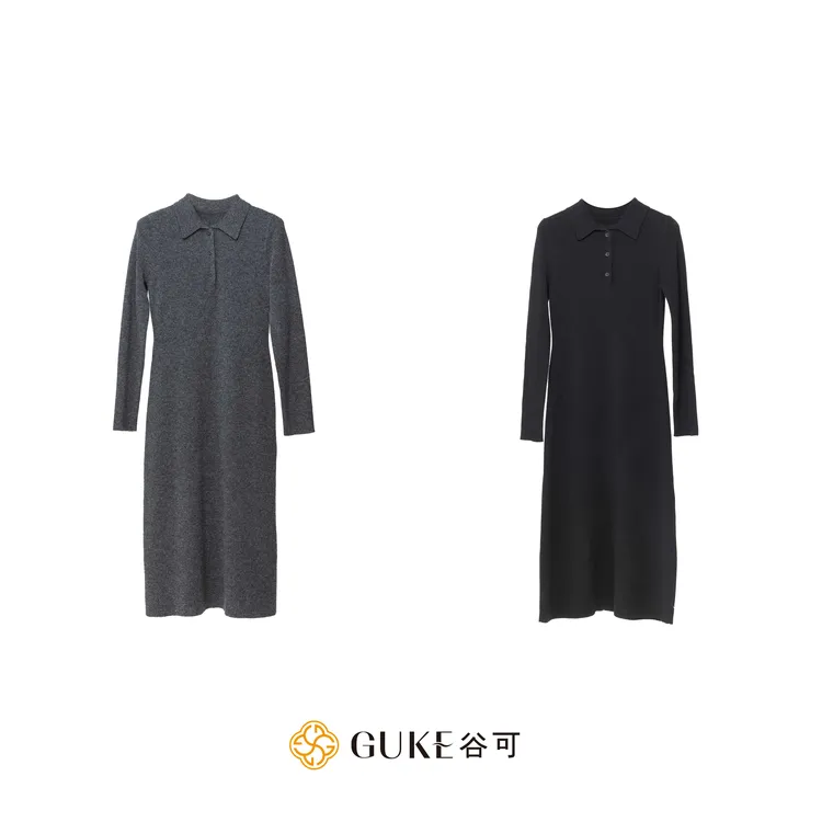 GKE/谷可MS6068秋冬款半开羊毛毛织连衣裙