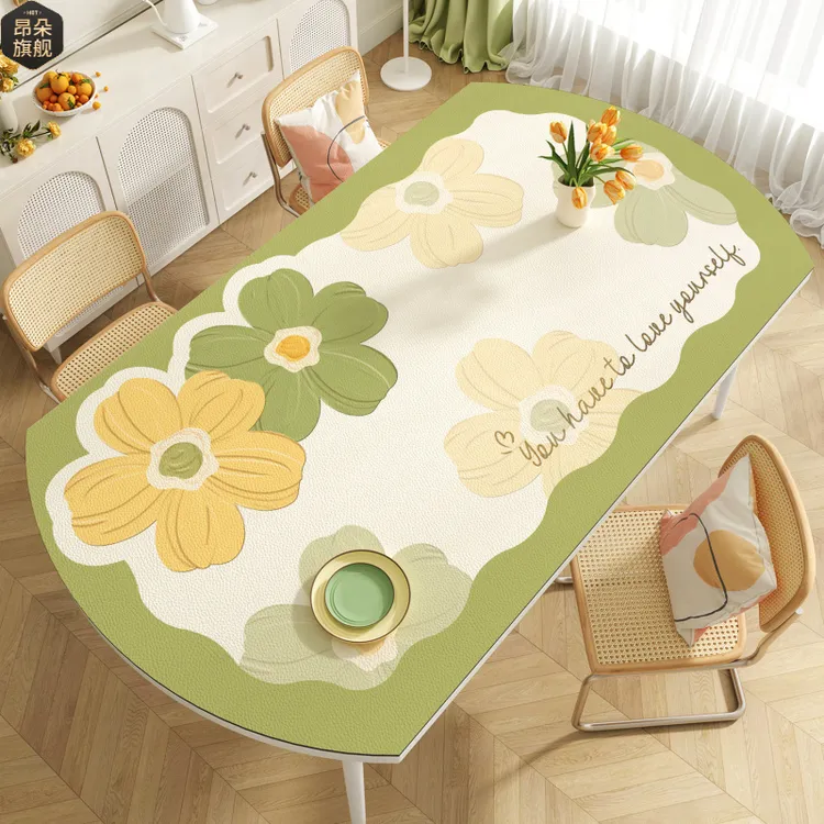 花朵椭圆形桌布防水防污免洗防烫2025年新款轻奢高级感折叠餐桌垫