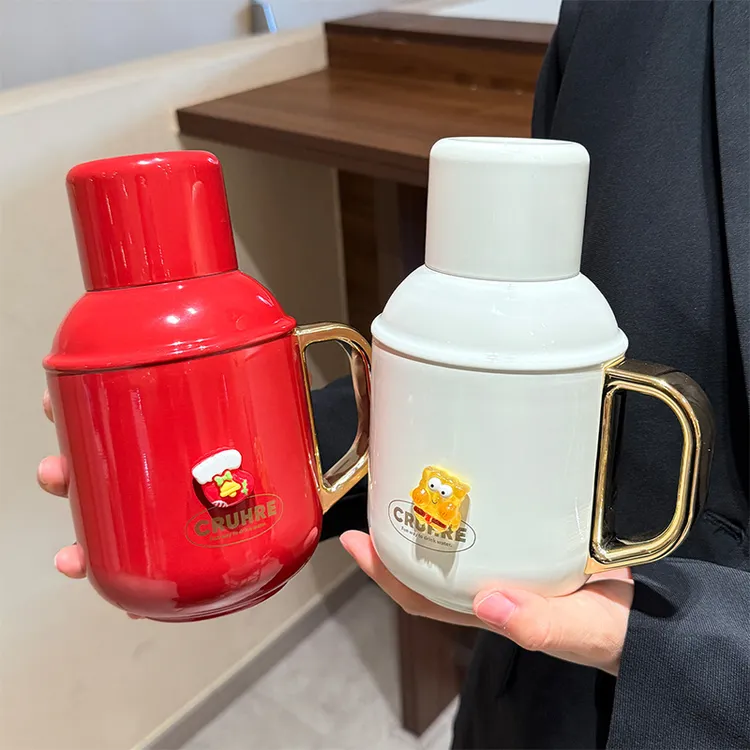 高档轻奢316保温杯大容量保温壶家用办公室泡茶水杯子红色带礼盒