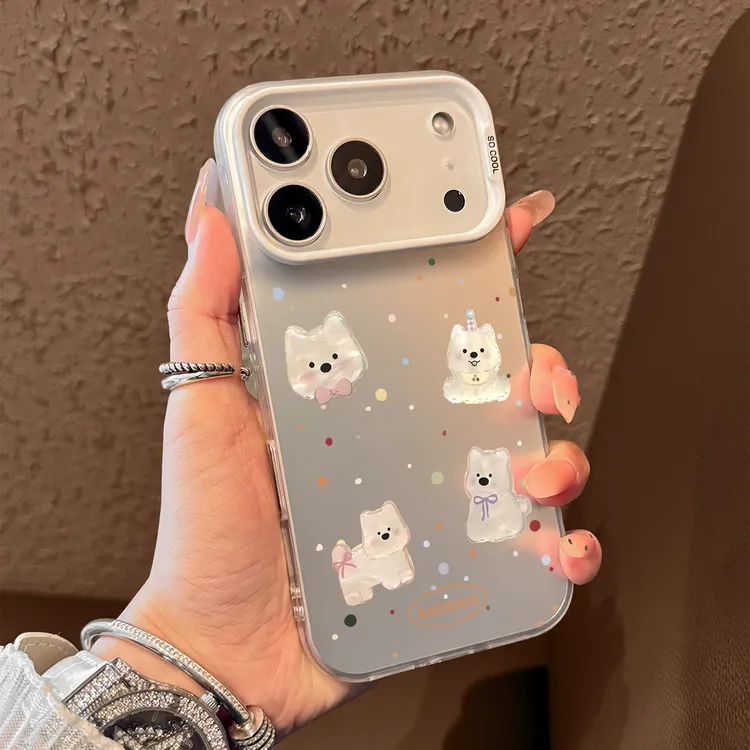 适用苹果17手机壳16pro新iphone15 波点西高地高级感手机实用配件