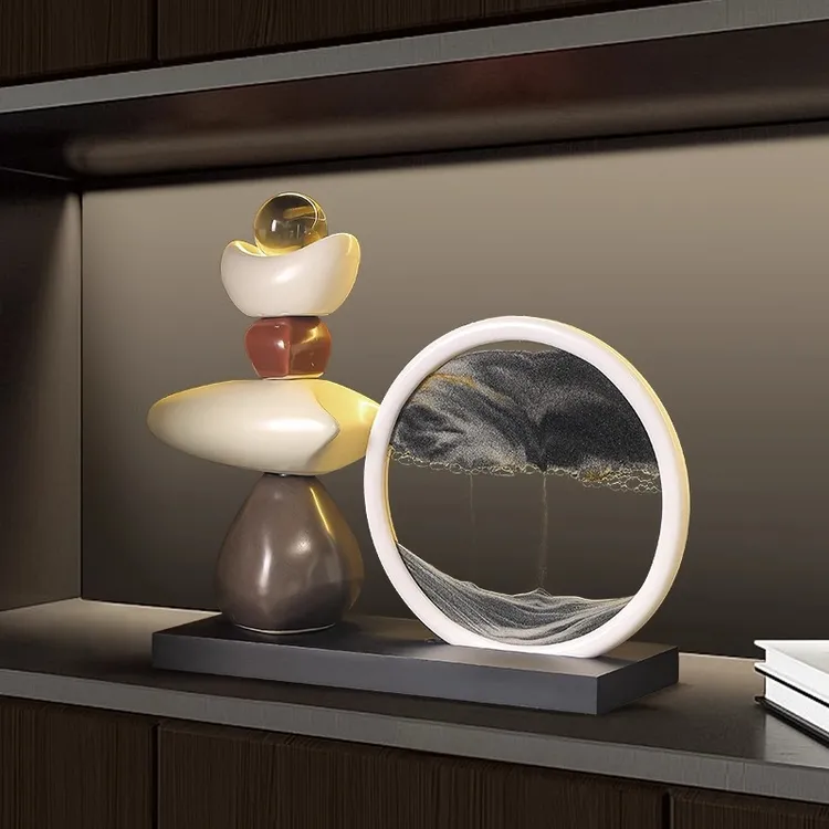 时来运转流沙画摆件轻奢客厅电视柜酒柜玄关办公桌面高级感装饰品