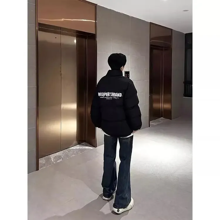 美式复古立领防寒服棉服男款冬季加厚面包服oversize潮牌羽绒外套