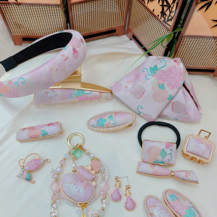 【福禄兔兔】—玉琼楼宋锦发夹发卡