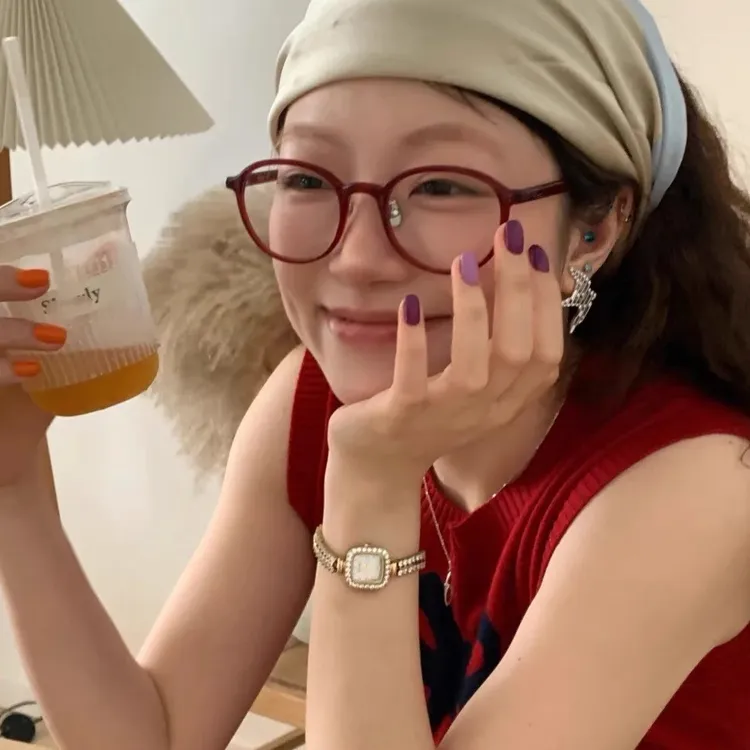 【25号】超轻红色椭圆框近视眼镜女可配度数高级感复古方圆脸防蓝光