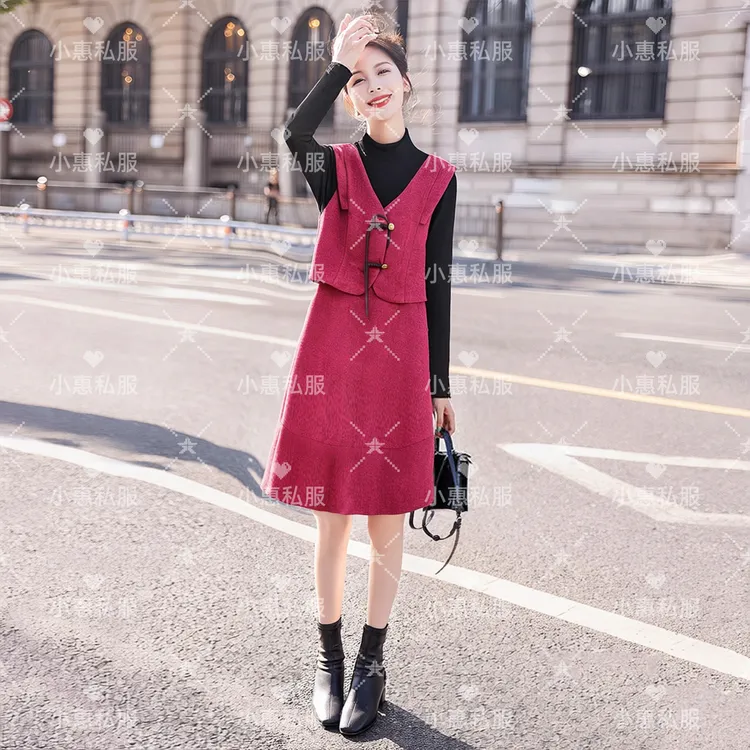 小香风连衣裙女2025秋冬新款时尚气质修身显瘦连衣裙高端打底裙子