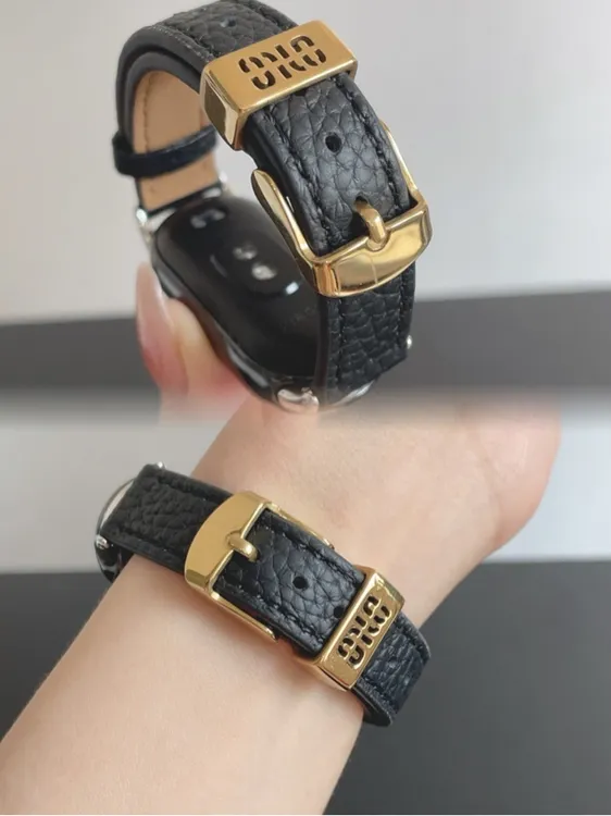 适用于小米手环10表带miu系气质真皮荔枝纹小米手环9/8代替换腕带