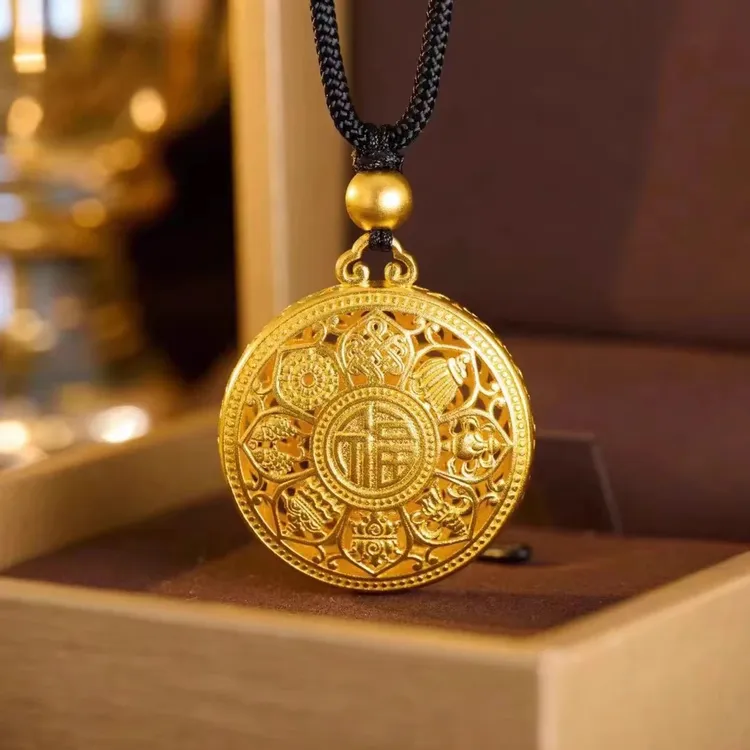 铜合金布艺项链 八宝罗盘吊坠项链女款新款轻奢小众锁骨链饰品