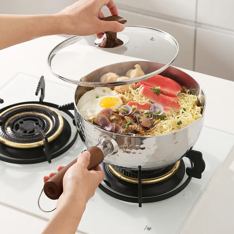 不锈钢雪平锅家用小奶锅宝宝辅食锅不粘锅煮面汤锅电磁炉泡面小锅