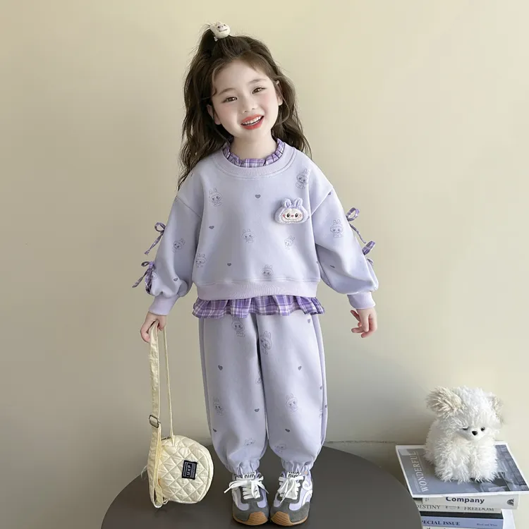女童卡通套装春秋2025新款儿童拉布布卫衣时髦洋气宝宝休闲两件套