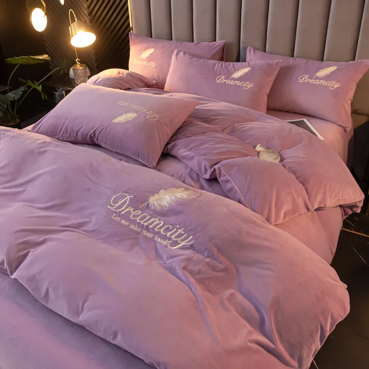 加厚刺绣水晶牛奶绒被套单件学生宿舍单人双面加绒法兰珊瑚绒被罩