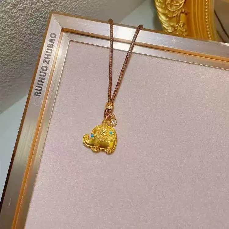 铜合金项链 古法吉祥如意小象项链民族风轻奢可爱设计款项链