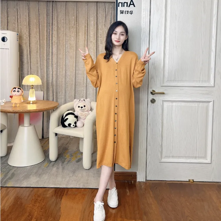 【小南瓜】25秋季细针织产前产后两穿时尚宽松孕妇连衣裙大码连衣裙