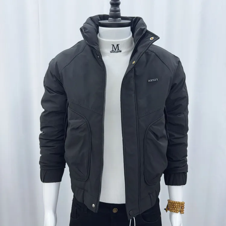 男士保暖棉服外套冬款厚款时尚修身纯色休闲百搭棉袄韩版立领棉衣