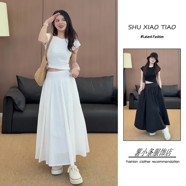 夏季2025新款一整套女装韩系穿搭休闲风气质显瘦T恤半身裙两件套