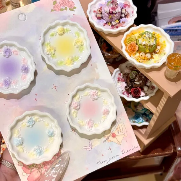 【小葫芦定制】莫奈花盘-立体浮雕花盘树脂食玩摆件