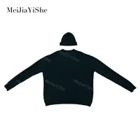 梅家2025新款复古慵懒宽松显瘦圆领套头羊毛衫（毛衣+帽子）