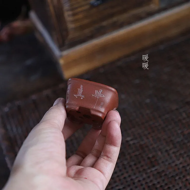 『归真迷你四方清水泥』宜兴原矿紫泥手工微型盆景张可磊款掌中宝