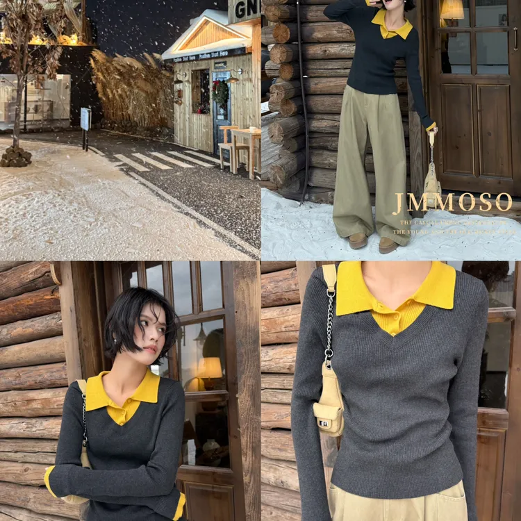 显瘦坑条纹理软羊毛针织衫保暖毛衣（含25羊毛）