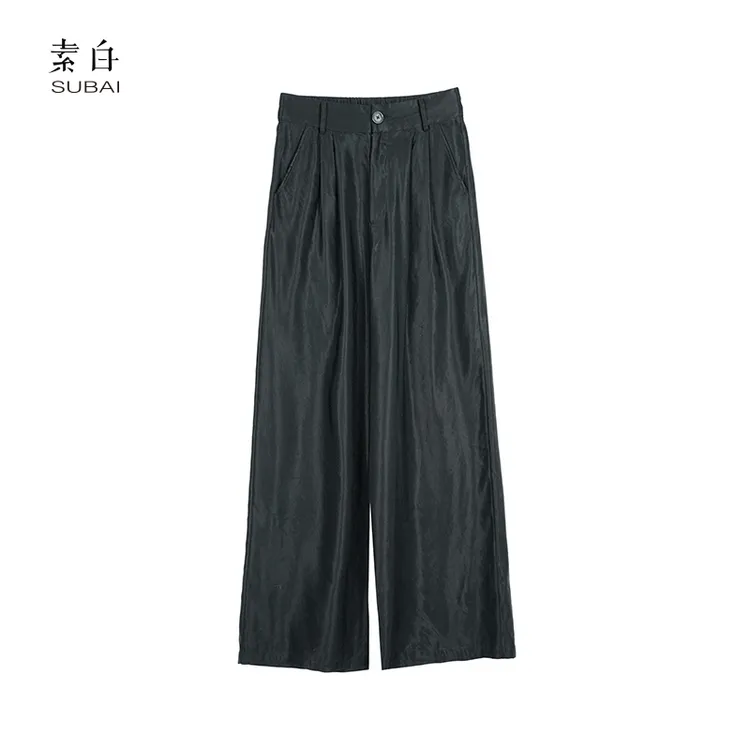 素白【小黑裤】经典时尚铜氨丝百搭简约阔腿裤SB2412K00922