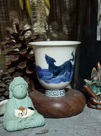 【虎酥酥】青花（烟雨青）戌狗杯 全手工绘制 主人杯