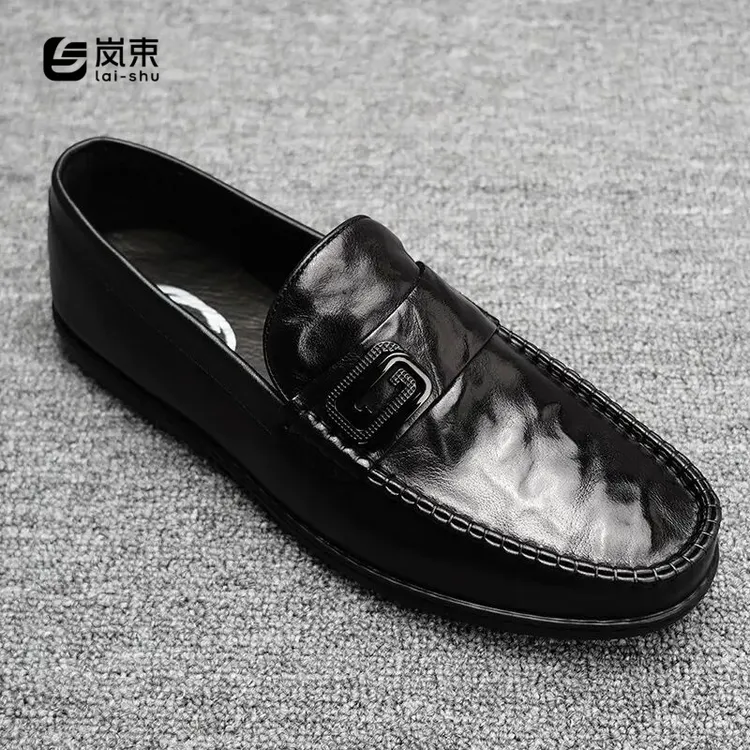 男士真皮皮鞋韩版显瘦豆豆鞋平底舒适夏季日常休闲驾车皮鞋乐福鞋
