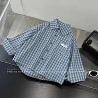 阿卷春秋装儿童韩版时尚复古格纹休闲翻领长袖衬衫上衣HCXZ4502