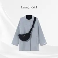 楚楚君 Laugh girl【格雷定制】立领纽扣斜挎包中长款大衣WL531105J