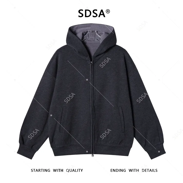SDSA男士秋冬新款痞帅男装韩版纯色拉链连帽卫衣时尚百搭宽松上衣