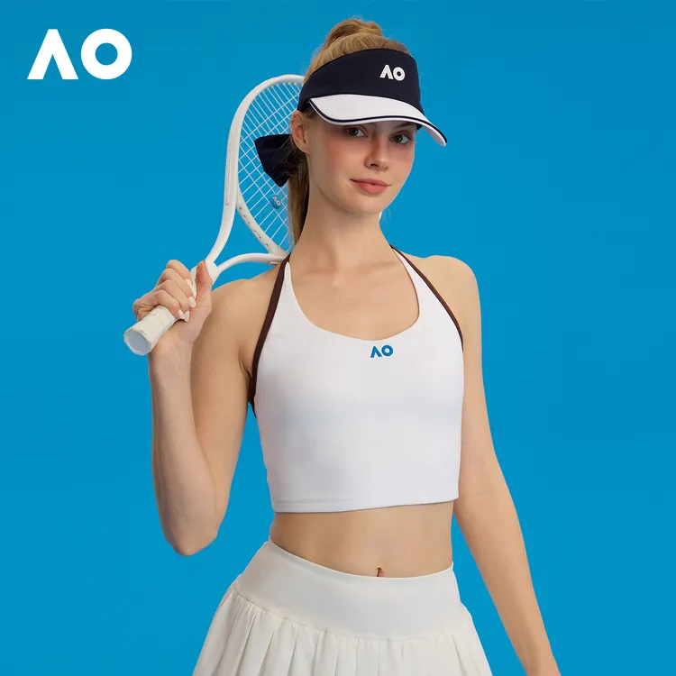 AO澳网舒适清爽修身运动漏背设计撞色条网球美背吊带女夏季