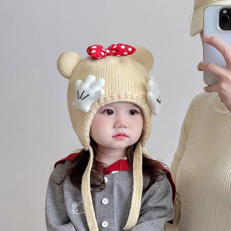 宝宝帽子秋冬季宝宝毛线帽防风男童女童加厚保暖护耳帽儿童针织帽
