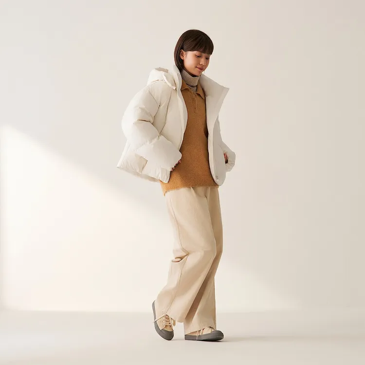 无印良品 MUJI 不易沾水 厚羽绒夹克短款简约女款保暖冬季羽绒服