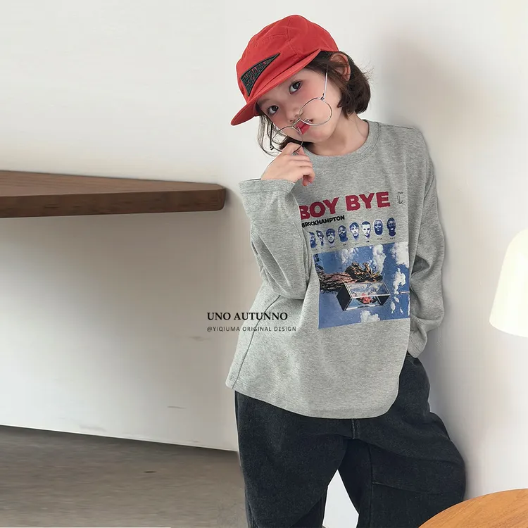 现货「UNO AUTUNNO」【悉尼海岸】双面慕斯棉女中大童圆领T恤GQ1721