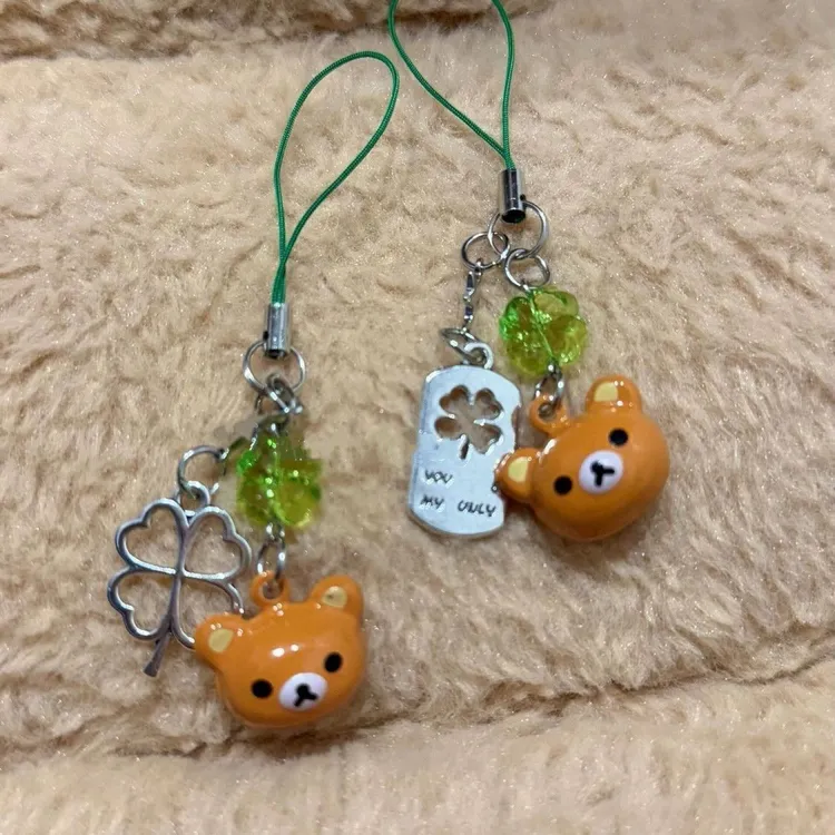 【铃铛棕色熊】手作串珠自制少女心ins风手机链可爱咕本手工挂件