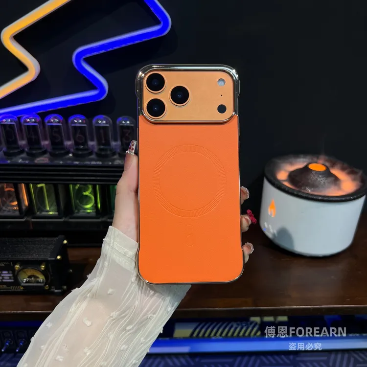 适用于iPhone苹果17promax手机壳17pro真皮air保护套磁吸超薄无边
