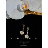 合金耳饰 无艳一禾 合金耳饰 新中式珐琅耳钉YHSC025116