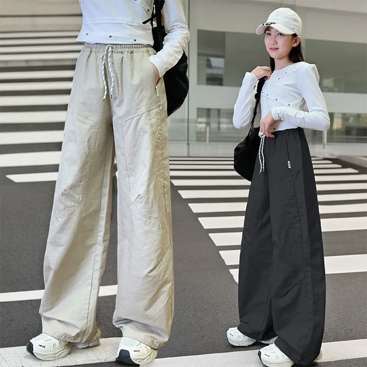 女童裤子春秋新款儿童洋气工装裤中大童秋季运动宽松直筒阔腿裤潮