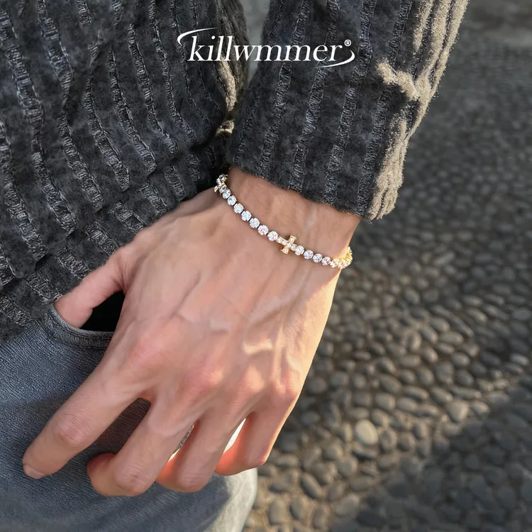 钛钢锆石手链 时尚简约风不掉色网球手链男女设计感百搭手链女饰