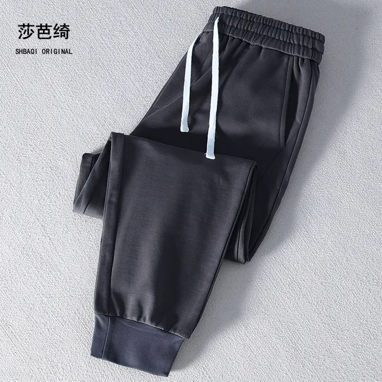 莎芭绮秋冬新款宽松束脚运动卫裤男士男生秋冬加厚工装休闲裤子