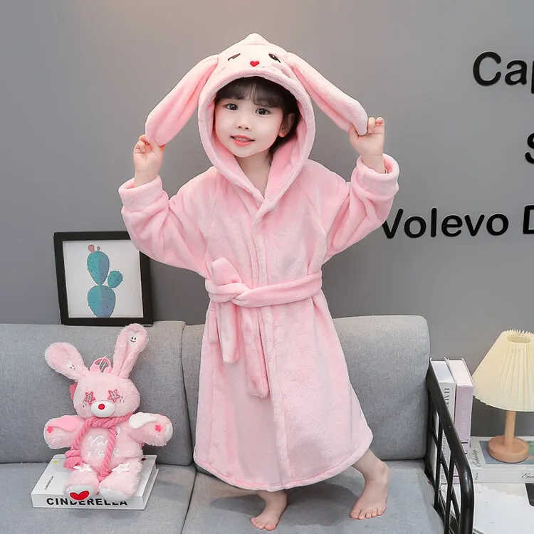 女童睡袍秋冬季法兰绒加厚浴袍珊瑚绒女孩宝宝儿童家居服睡衣