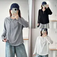 大码女装半拉链连帽长袖正肩T恤女秋季胖mm巨显瘦遮肉上衣2535