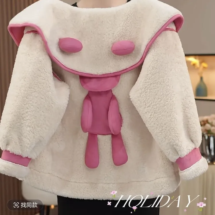 女童外套2025秋冬新款洋气时髦儿童加厚冬季羊羔绒毛毛外套大衣