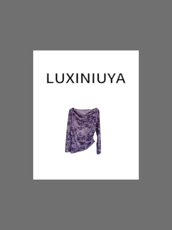 【LUXINIUYA】春季舞蝶上衣气质扎染印花长袖T恤#CX2971