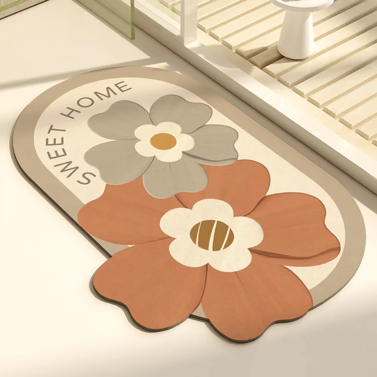 小清新硅藻泥吸水速干软垫浴室门口脚垫洗手间防滑垫子卫生间地垫