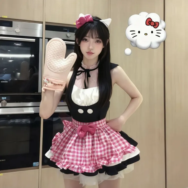 【纤纤学妹】可爱Kitty猫日系软萌可爱吊带氛围感纯欲裙