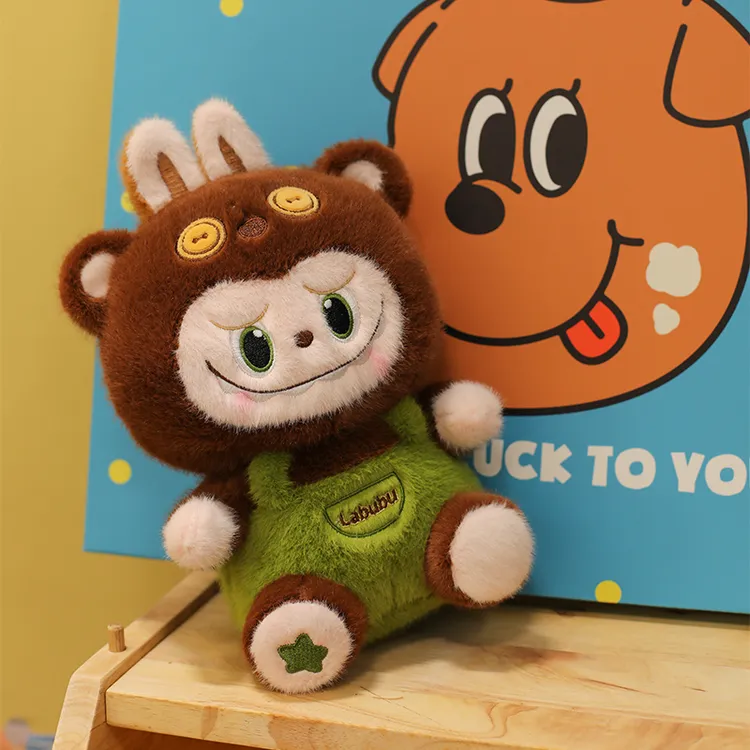 可爱泡泡玛特背带裤公仔毛绒玩具玩偶泡泡玛特公仔布娃娃生日礼物