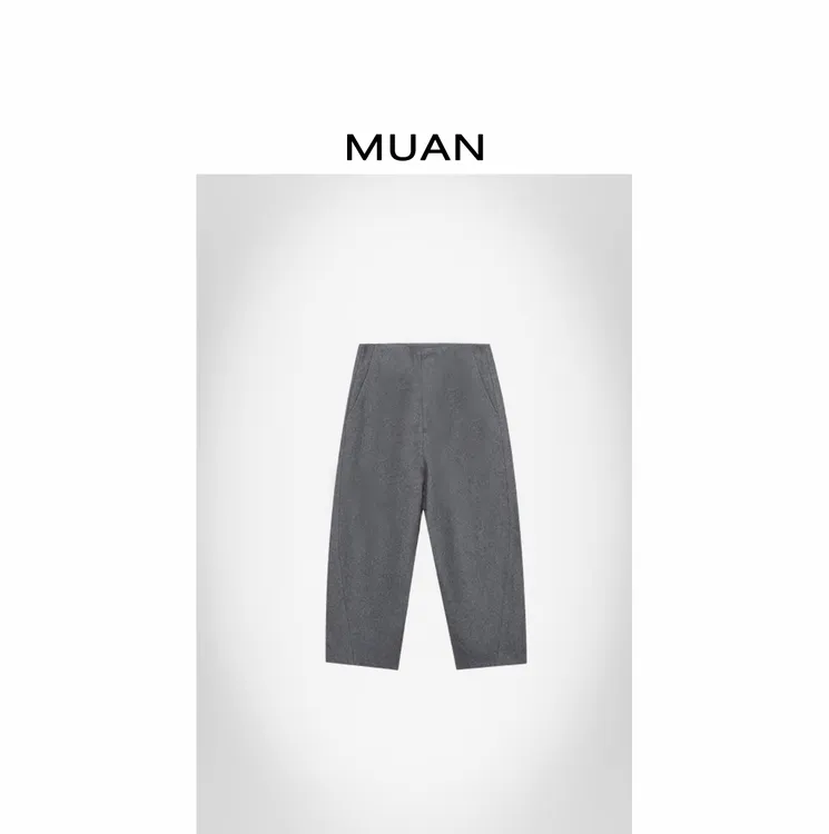 木岸MUAN：《温哥华轮廓裤》定制600克英伦呢料九分裤女D-YJ-25082