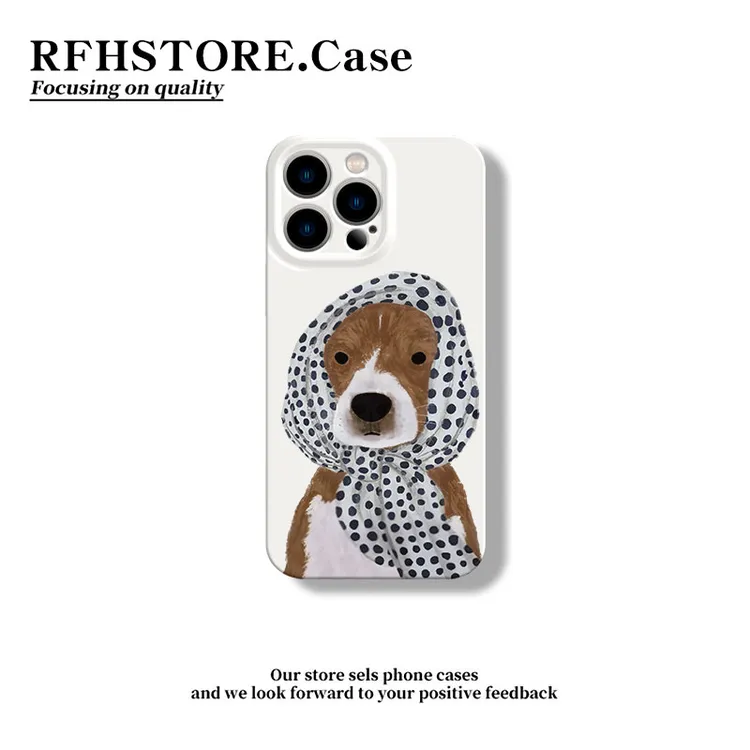 ZMGX可爱围巾小狗适用iPhone16promax菲林手机壳华为vivooppo小米